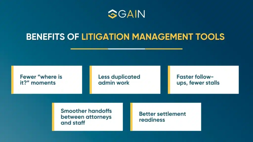 BENEFITS OF LITIGATION MANAGEMENT TOOLS