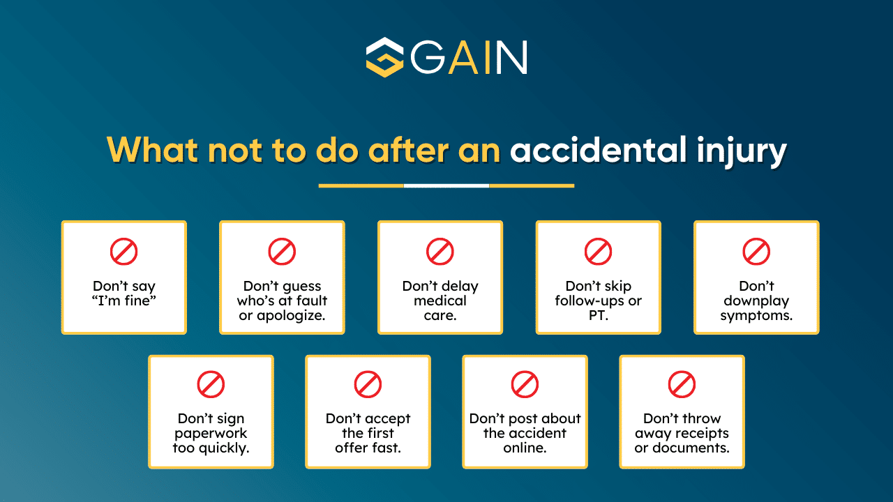What not to do after accidental injury